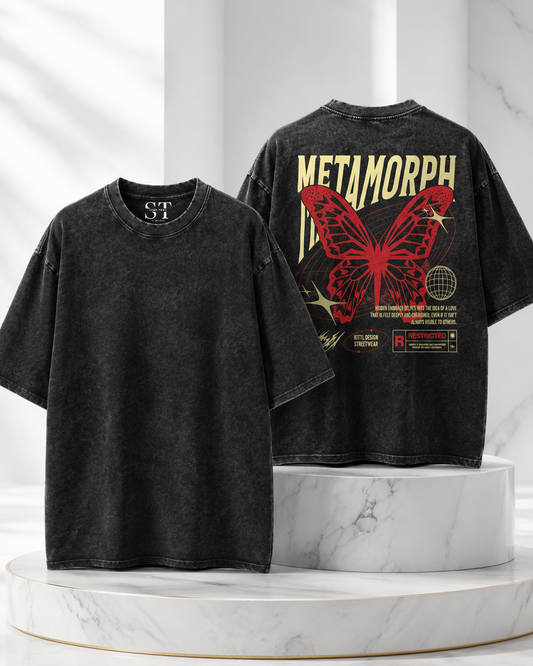 STAN Metamorph Butterfly Vintage-Wash T-Shirt – Black