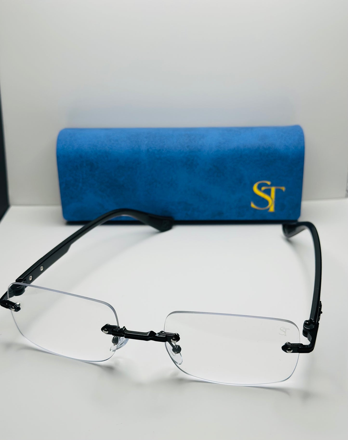 Luxury Rimless Blue Light Blocking Glasses – Matte Black Frame | Lightweight Unisex Eyewear