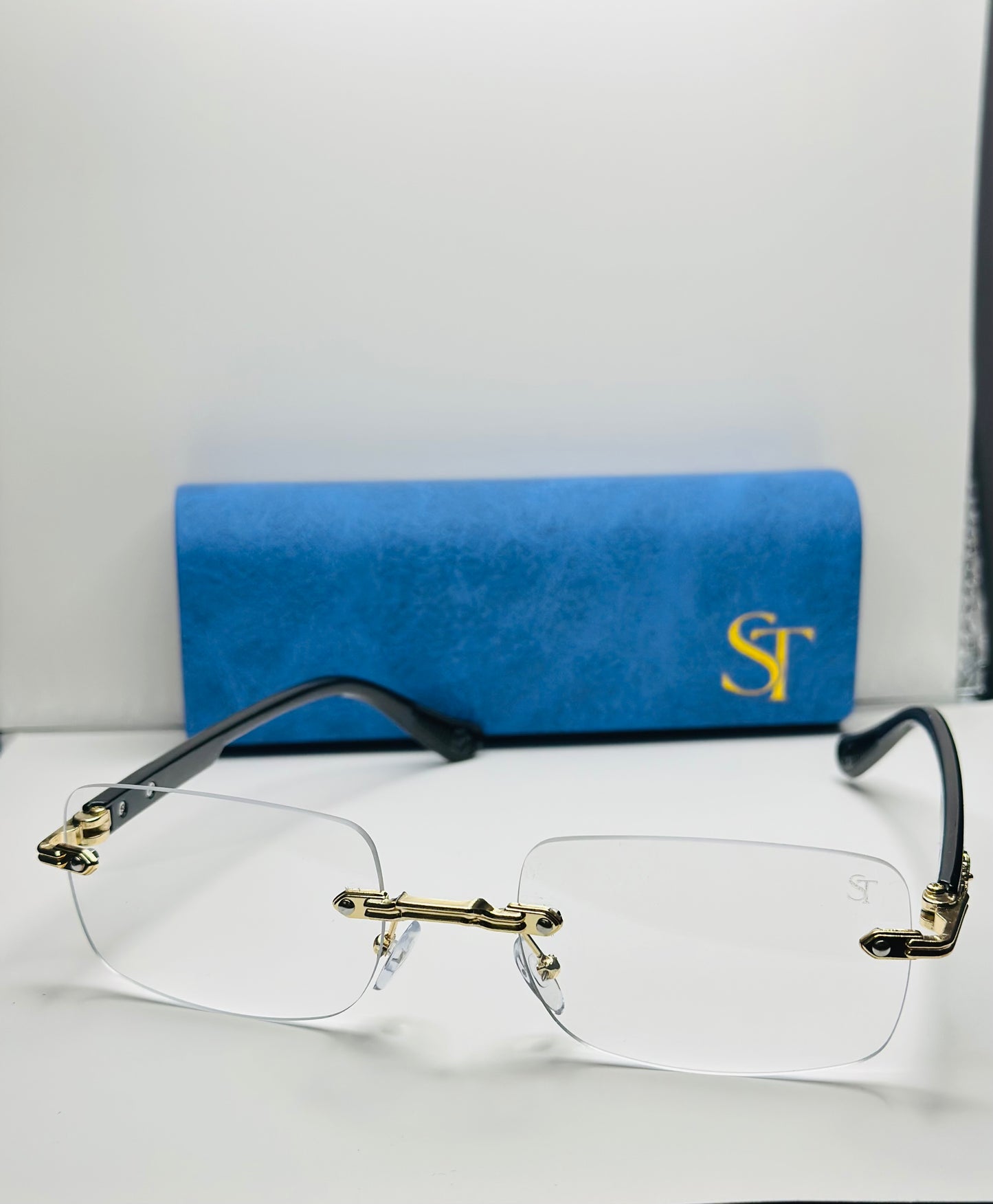 Luxury Rimless Blue Light Blocking Glasses – Gold Frame | Ultra-Light Unisex Eyewear