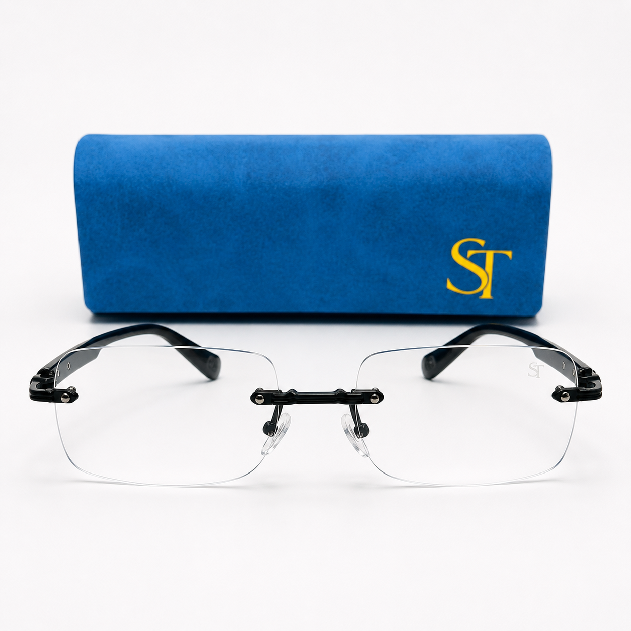 Luxury Rimless Blue Light Blocking Glasses – Matte Black Frame | Lightweight Unisex Eyewear