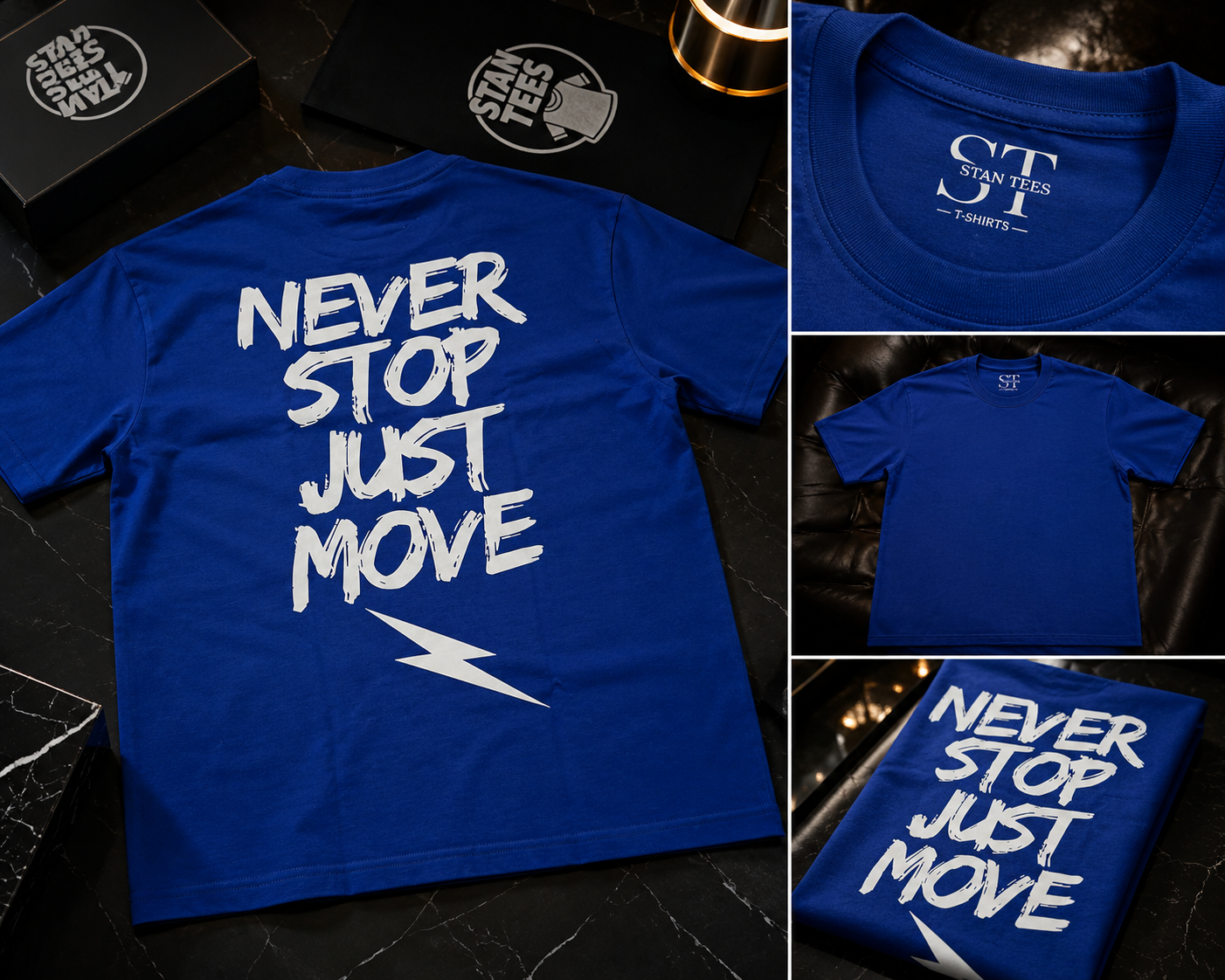 STAN Never Stop Moving Graphic T-Shirt – Royal Blue