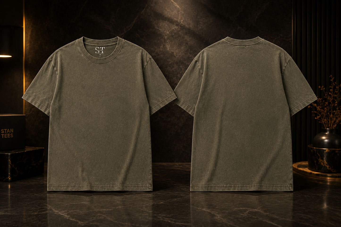 STAN Vintage Wash Oversized T-Shirt – Dark Olive