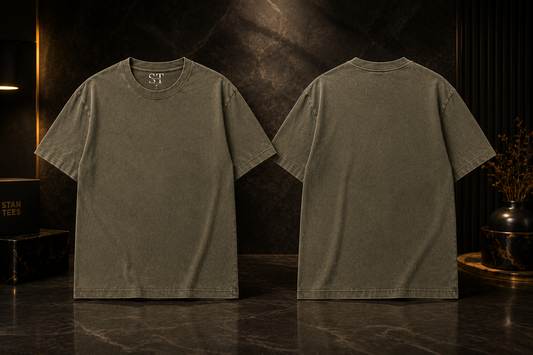 STAN Vintage Wash Oversized T-Shirt – Dark Olive