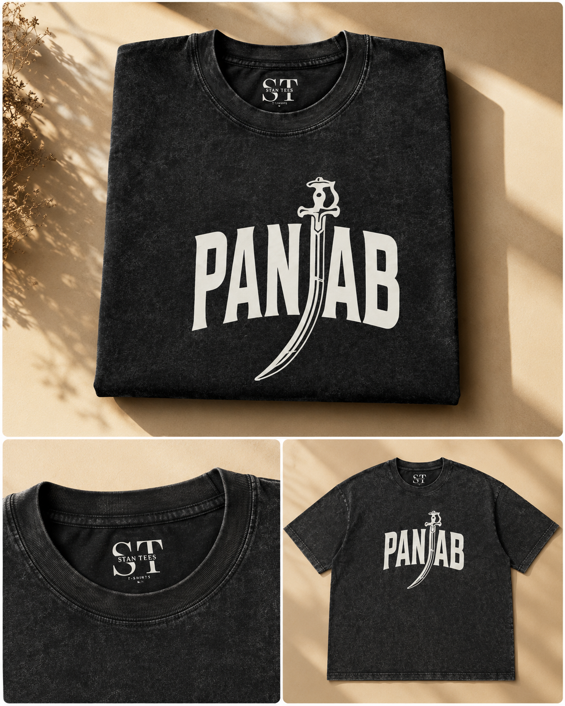 STAN Panjab Khanda Vintage-Wash T-Shirt – Black