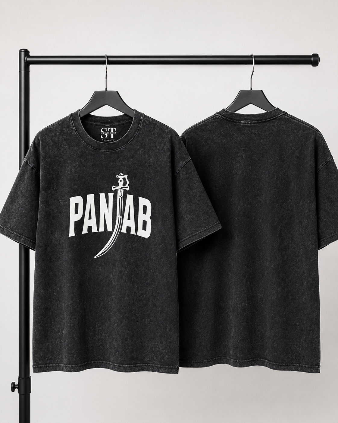 STAN Panjab Khanda Vintage-Wash T-Shirt – Black