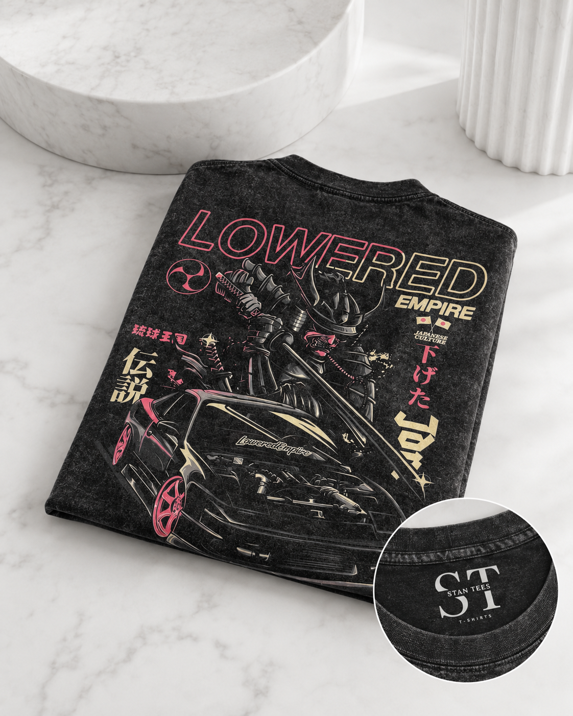 STAN Lowered Empire Vintage-Wash Graphic T-Shirt – Black