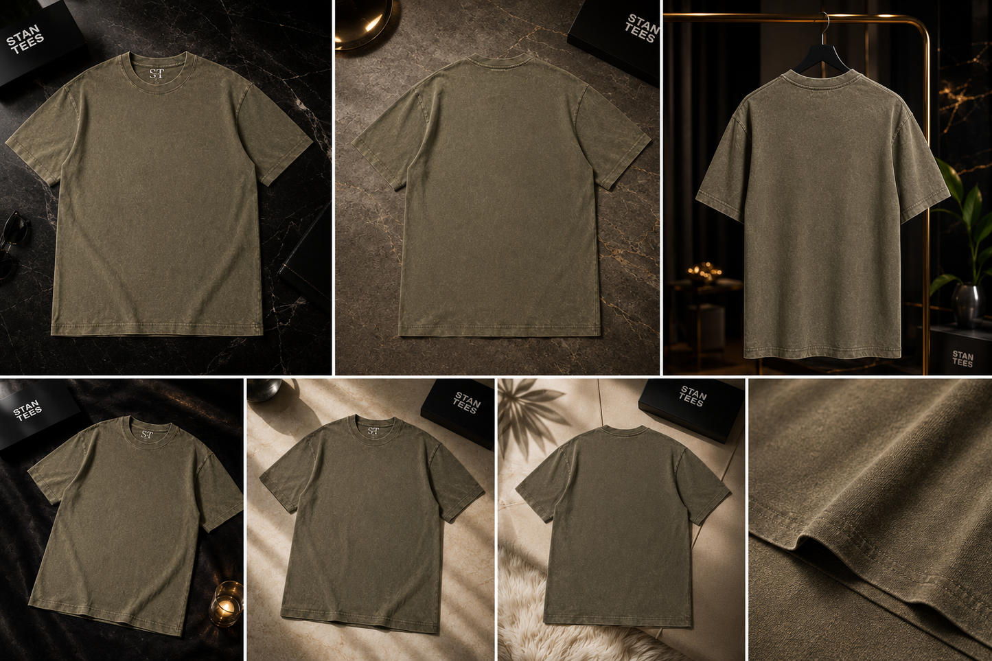 STAN Vintage Wash Oversized T-Shirt – Dark Olive