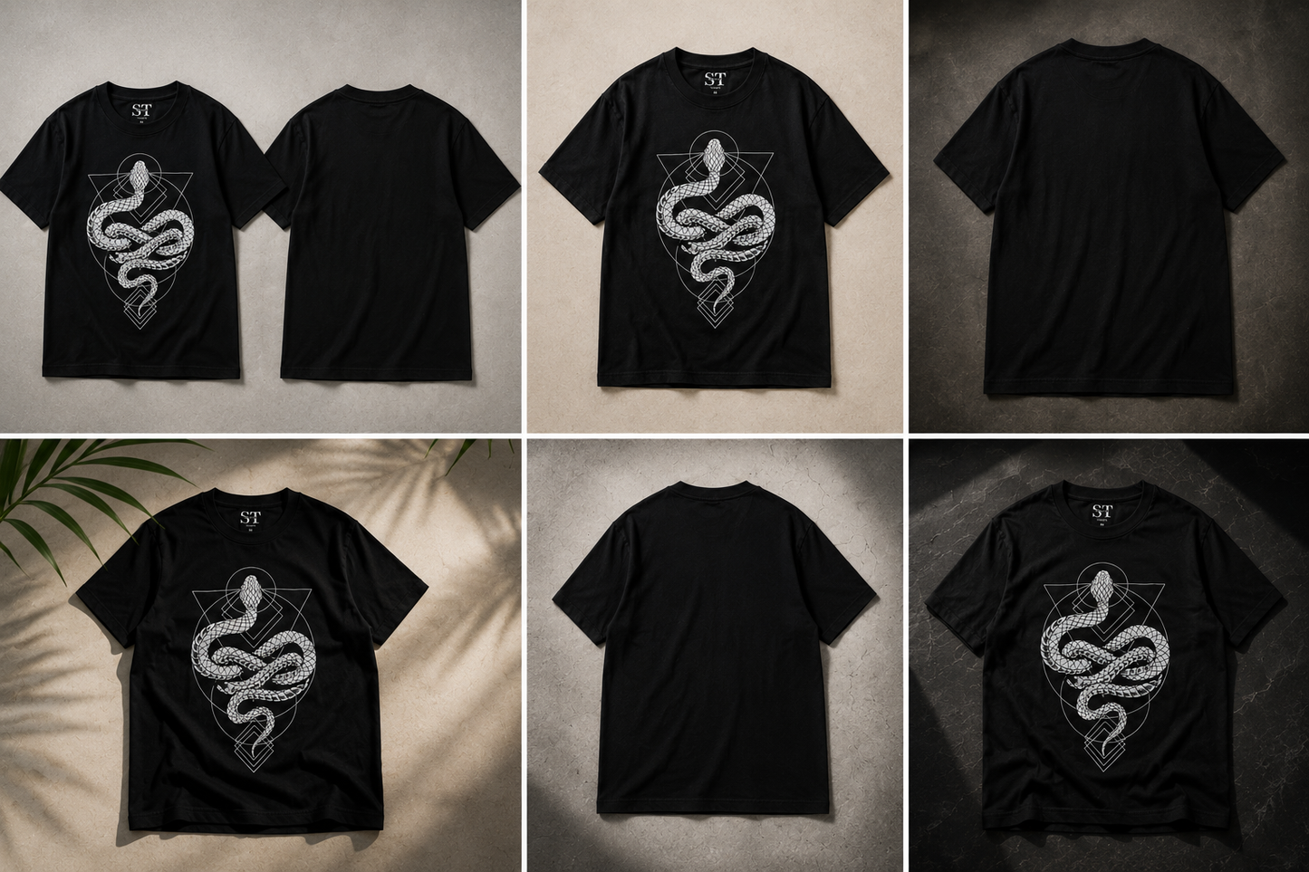 STAN Serpent Geometry Graphic T-Shirt – Black