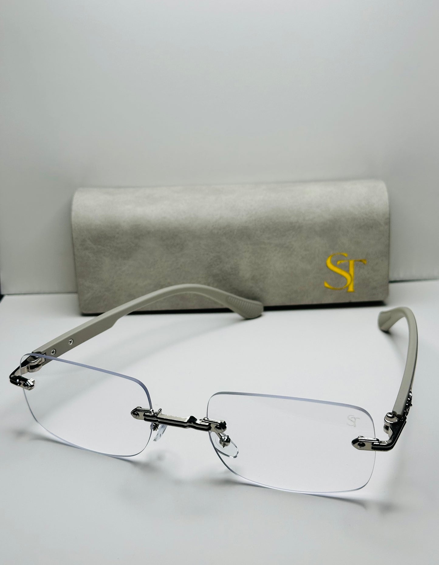 Luxury Rimless Blue Light Blocking Glasses – Silver Frame | Lightweight Unisex Eyewear