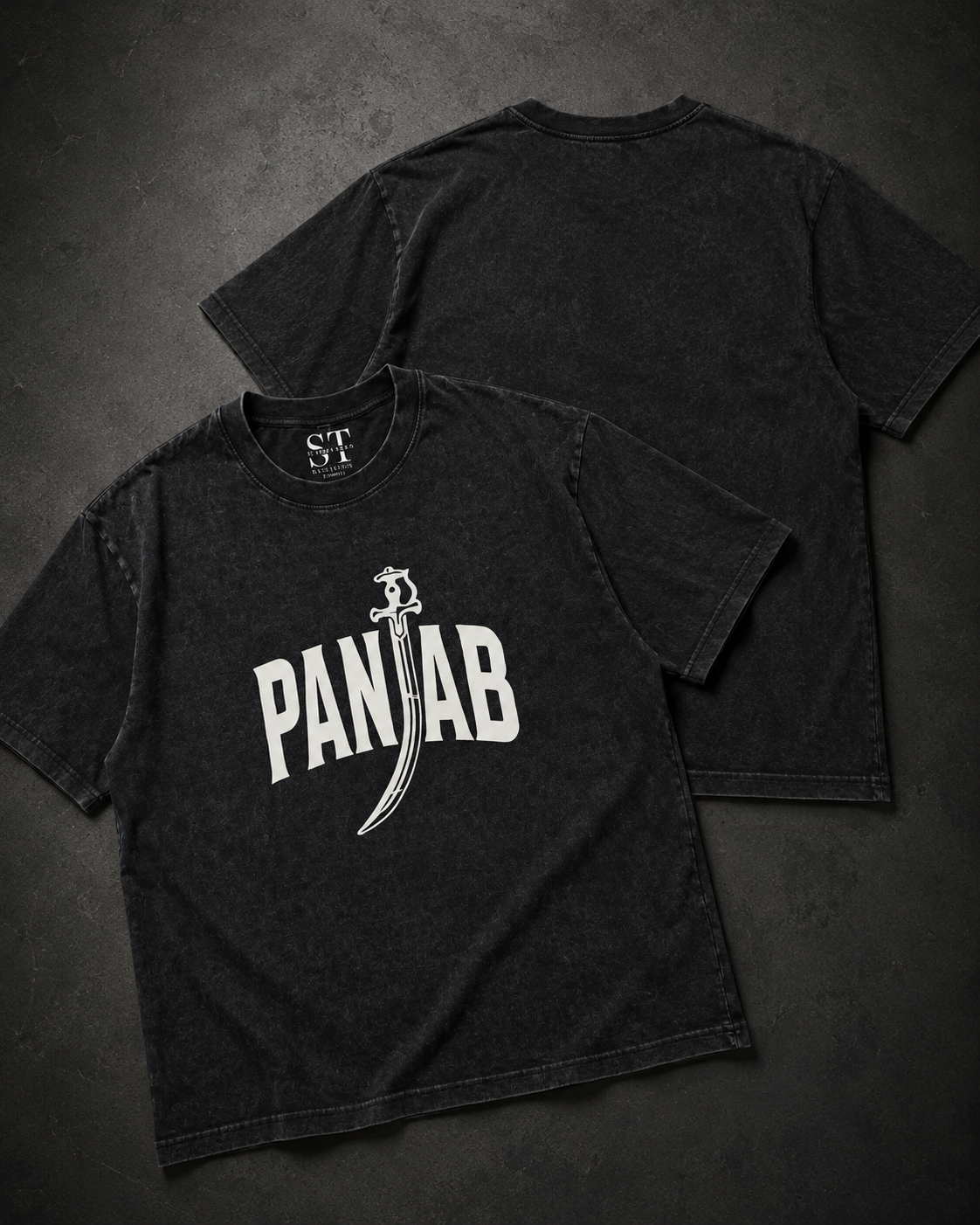 STAN Panjab Khanda Vintage-Wash T-Shirt – Black