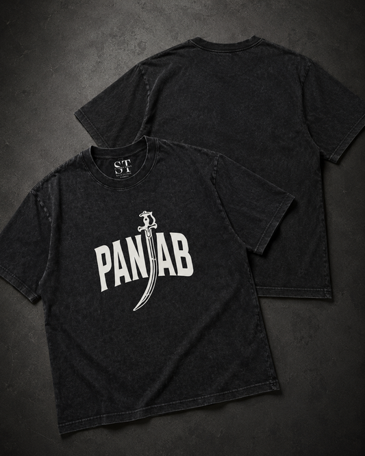 STAN Panjab Khanda Vintage-Wash T-Shirt – Black