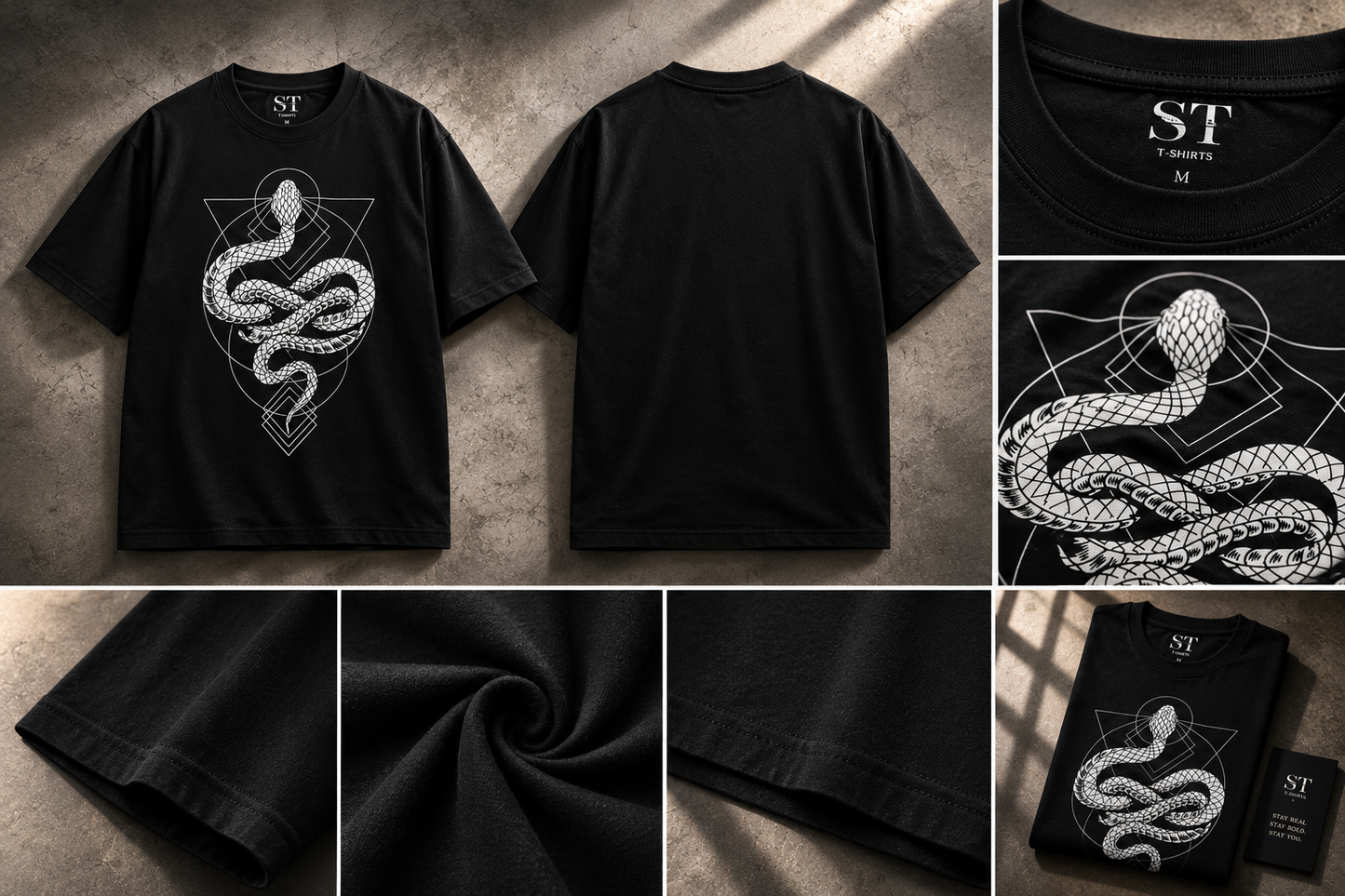 STAN Serpent Geometry Graphic T-Shirt – Black
