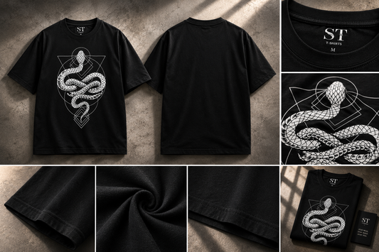 STAN Serpent Geometry Graphic T-Shirt – Black