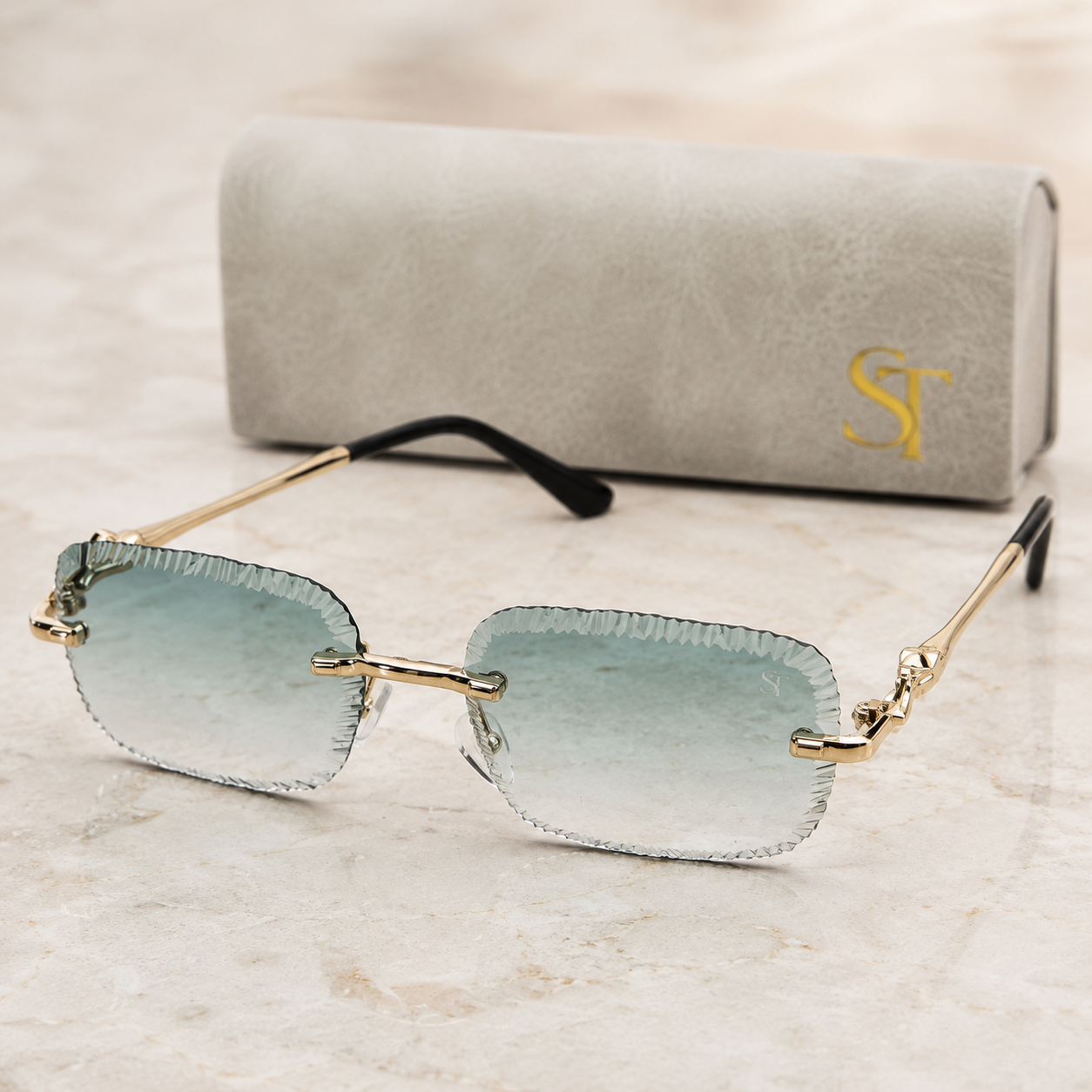 ST Arctic Mint Luxe Rimless Sunglasses