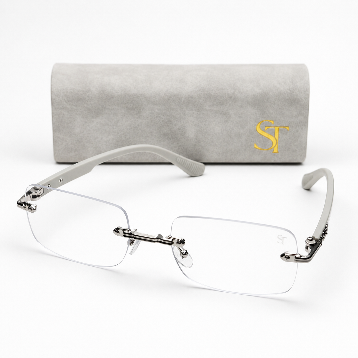 Luxury Rimless Blue Light Blocking Glasses – Silver Frame | Lightweight Unisex Eyewear