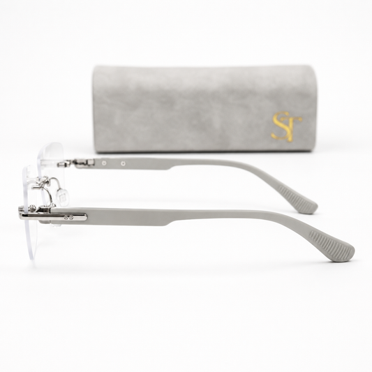 Luxury Rimless Blue Light Blocking Glasses – Silver Frame | Lightweight Unisex Eyewear