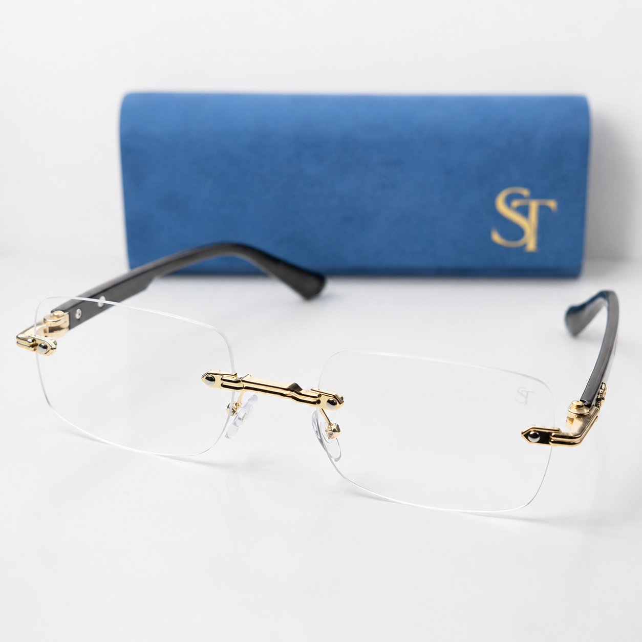 Luxury Rimless Blue Light Blocking Glasses – Gold Frame | Ultra-Light Unisex Eyewear