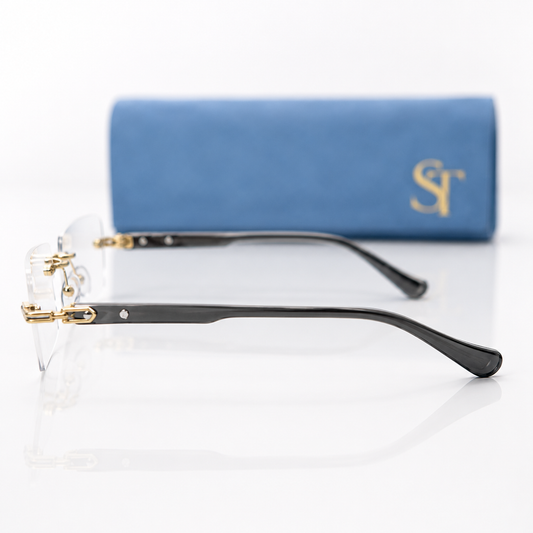 Luxury Rimless Blue Light Blocking Glasses – Gold Frame | Ultra-Light Unisex Eyewear