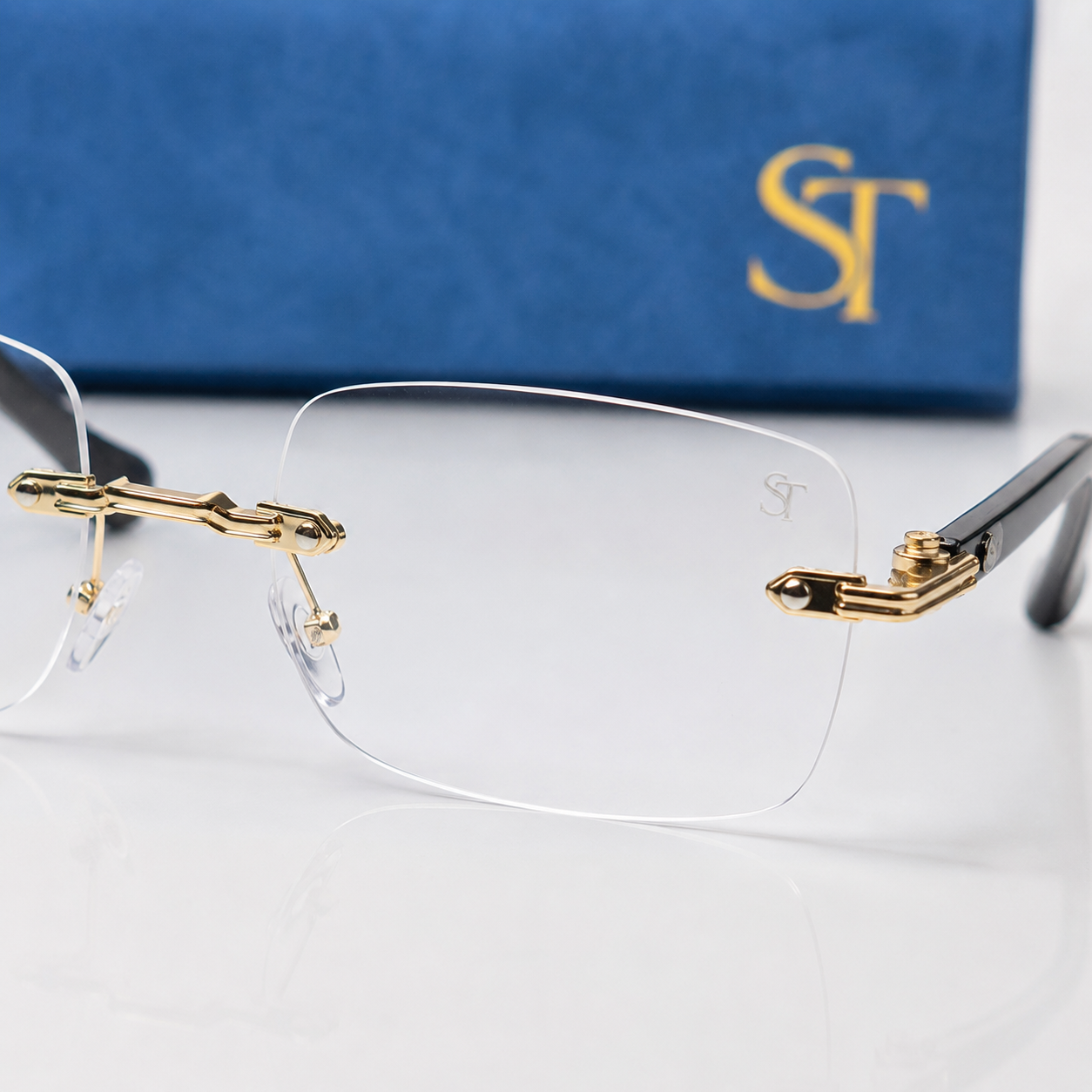 Luxury Rimless Blue Light Blocking Glasses – Gold Frame | Ultra-Light Unisex Eyewear