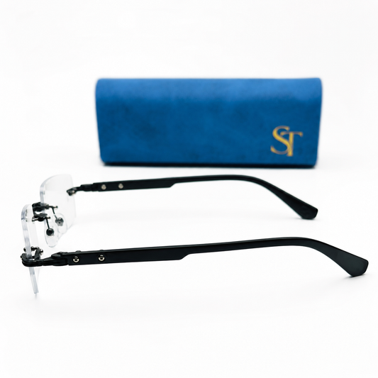 Luxury Rimless Blue Light Blocking Glasses – Matte Black Frame | Lightweight Unisex Eyewear